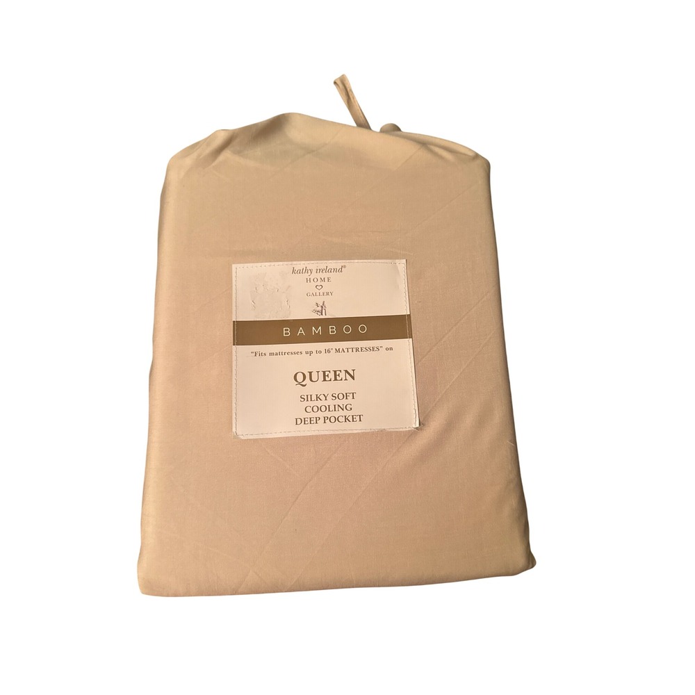 Kathy Ireland Home Queen Bamboo Sheet Set 6pc Cooling Deep Pocket Tan Sand NWT